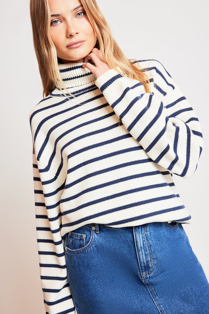 Nude Lucy Kai Turtleneck Navy Stripe Stylerunner