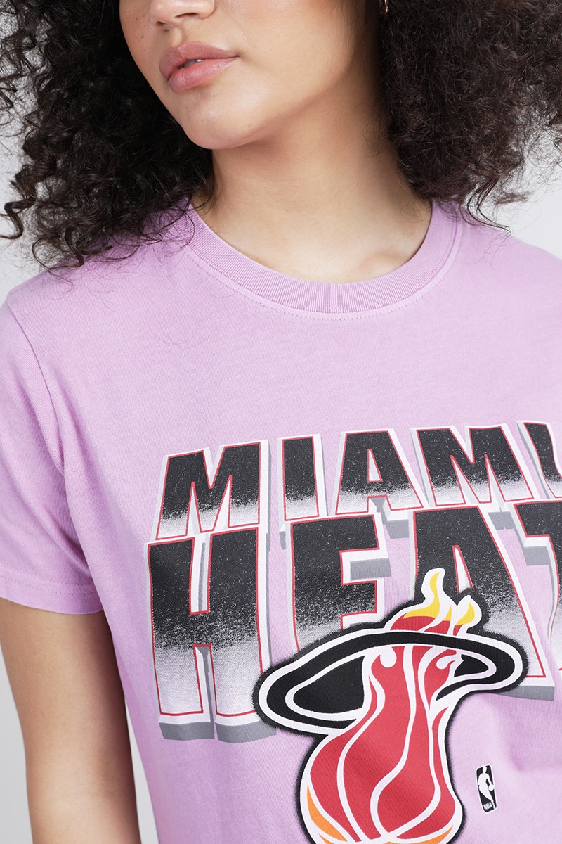 Mitchell Ness Vintage Miami Heat Tee Final Sale Faded Pink