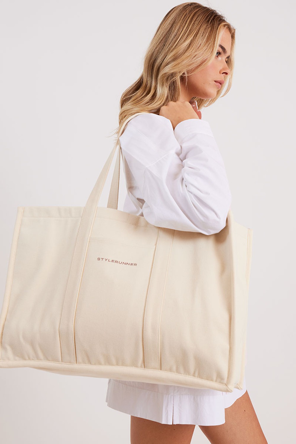 Stylerunner Square Off Canvas Tote Bag Almond
