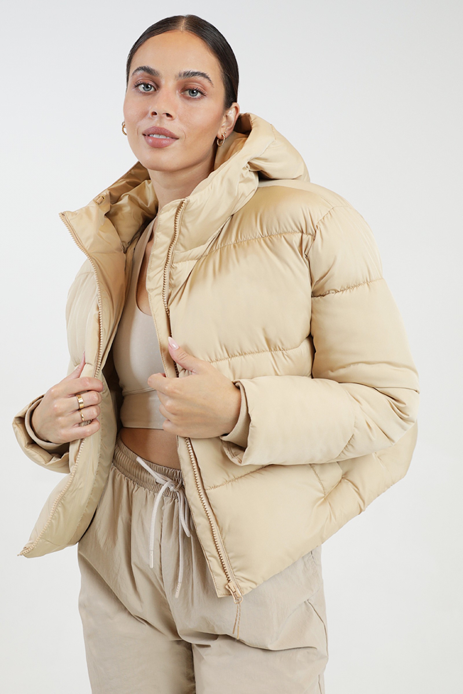 Stylerunner Cropped Puffer Jacket Buff Stylerunner