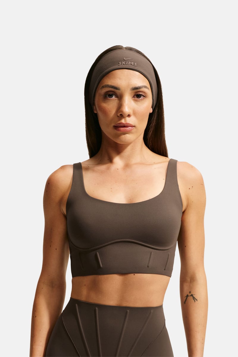 NikeSKIMS Matte Long-Line Corset Bra Dark Sepia | Stylerunner