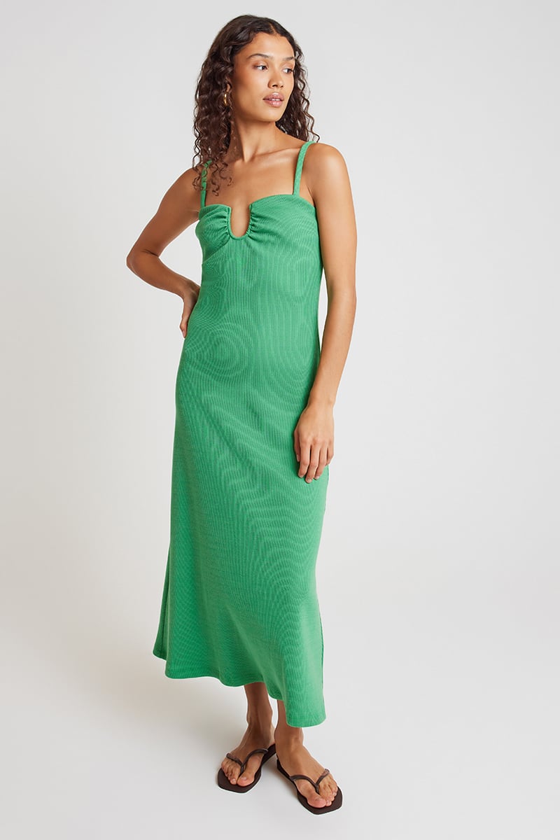 green emerald velvet dress Olivaceous Jessie Light Green Babydoll Mini Dress - Size M - Sweetheart Neckline, Puffy Sleeves, Ruffle Hem main image 1