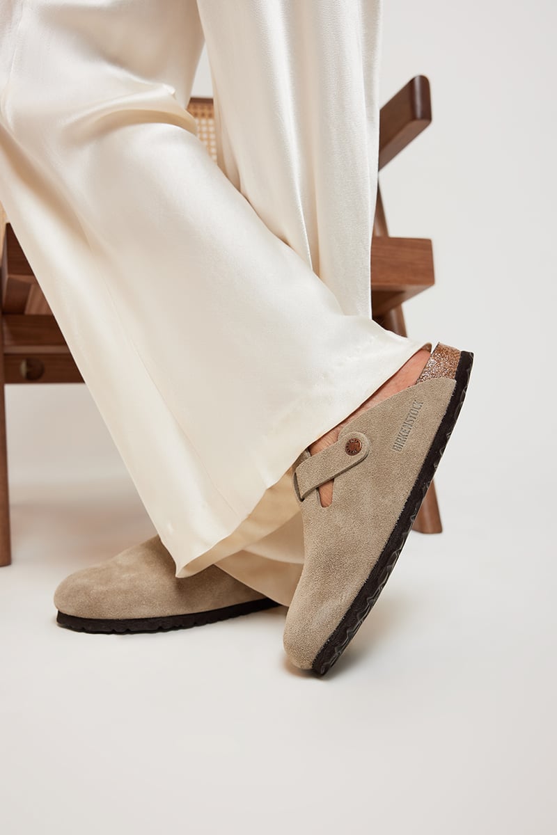 Birkenstock Boston Narrow Taupe Suede | Stylerunner