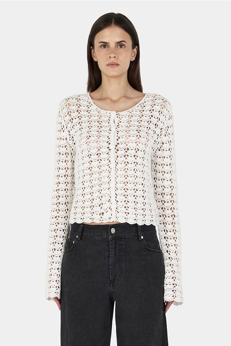 Hansen & Gretel Cleo Crochet Cardi Cream Crochet | Stylerunner