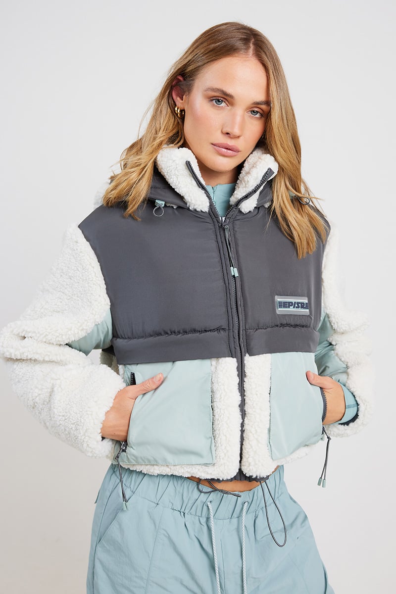 Ena Pelly EP x SR Faux Fur Jacket Sage/Magnet/Bone Stylerunner