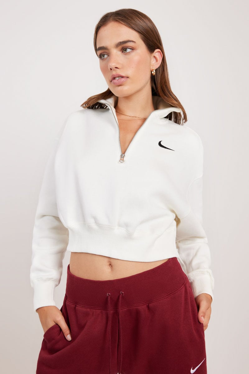 Nike Sportswear Phoenix Fleece 1/2 Zip Sweatshirt Sail/Black