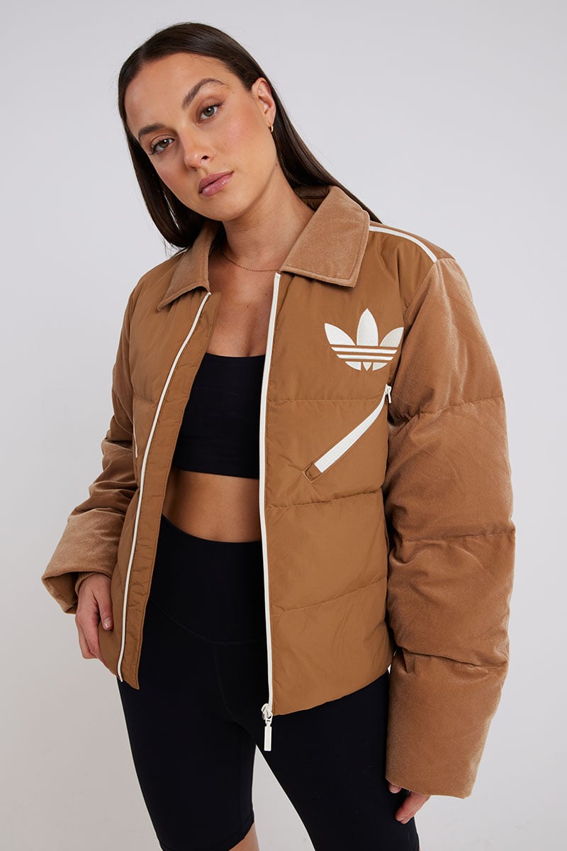 adidas Originals Adicolor Heritage Now Velvet Puffer Jacket Brndes