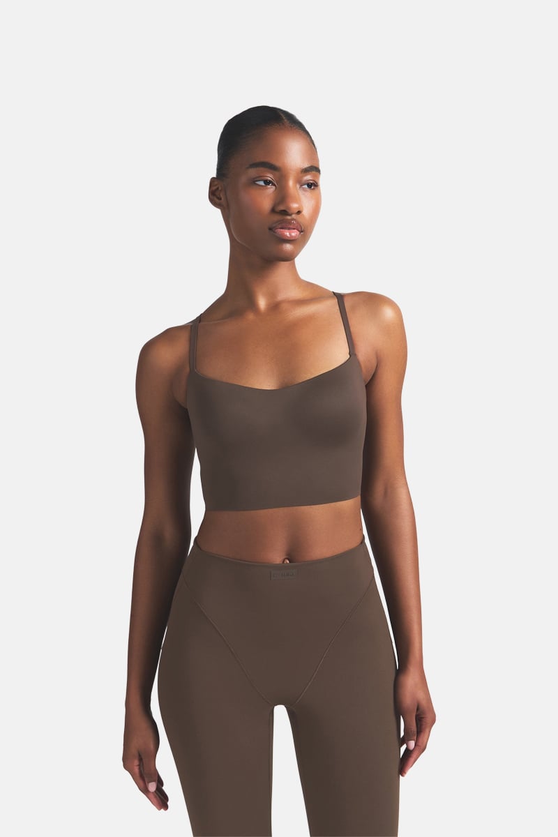 NikeSKIMS Matte Cami Longline Bra Dark Sepia | Stylerunner
