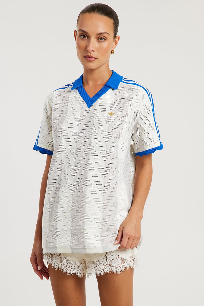 トップス Pedestal polo tee jellyyabashi dab adidas Short-Sleeve Polo Tee Off White/Chalk Pearl | Stylerunner