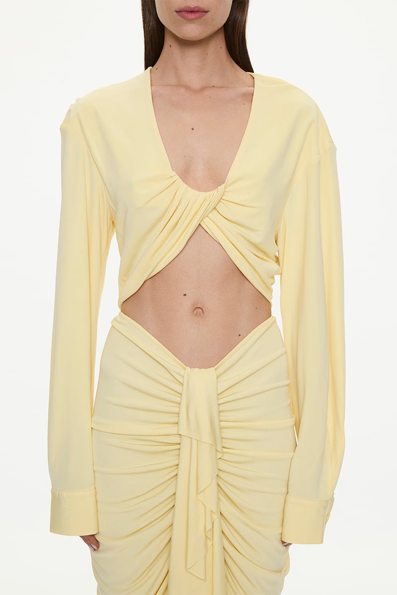 Christopher Esber Vivenda Drape Long Sleeve Top Butter | Stylerunner
