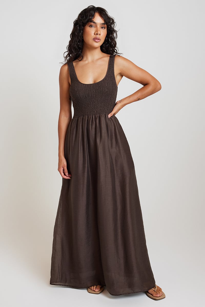 nude lucy brown dress Shop Rylee Maxi Dress in Cedar