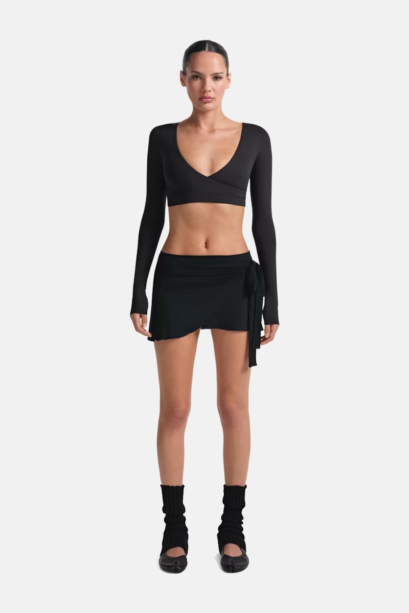 NikeSKIMS Stretch Knit Wrap Skirt Nskm Obsidian | Stylerunner