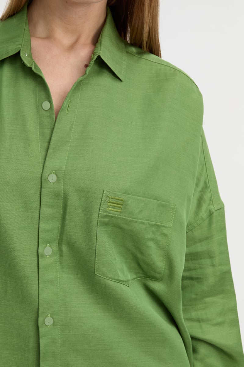 emerald green pregnancy dress Non-Iron Cotton Solid Dress Shirt With Contrast Trim main image 1