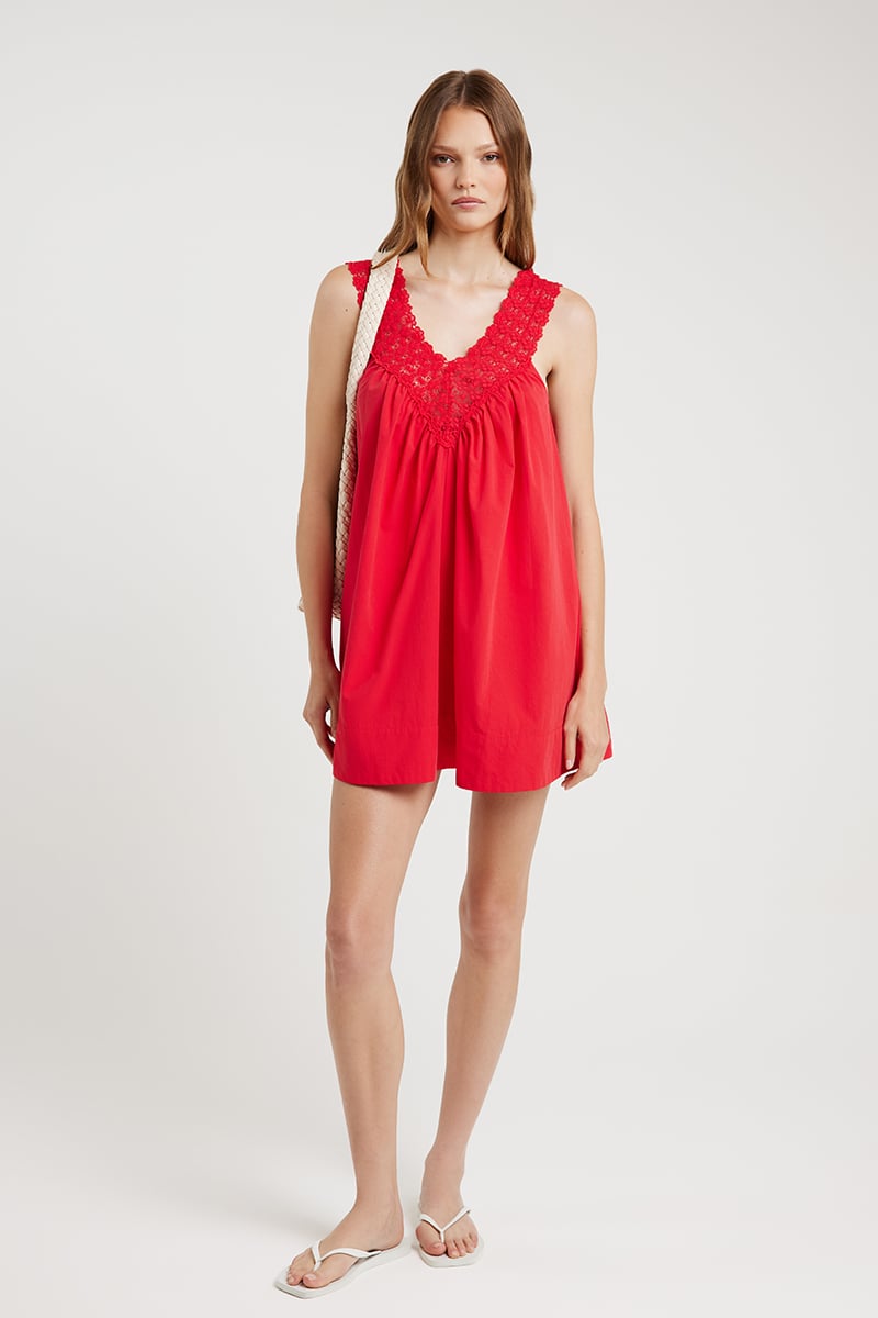 ODE Taylor V Neck Dress Raspberry Red | Stylerunner
