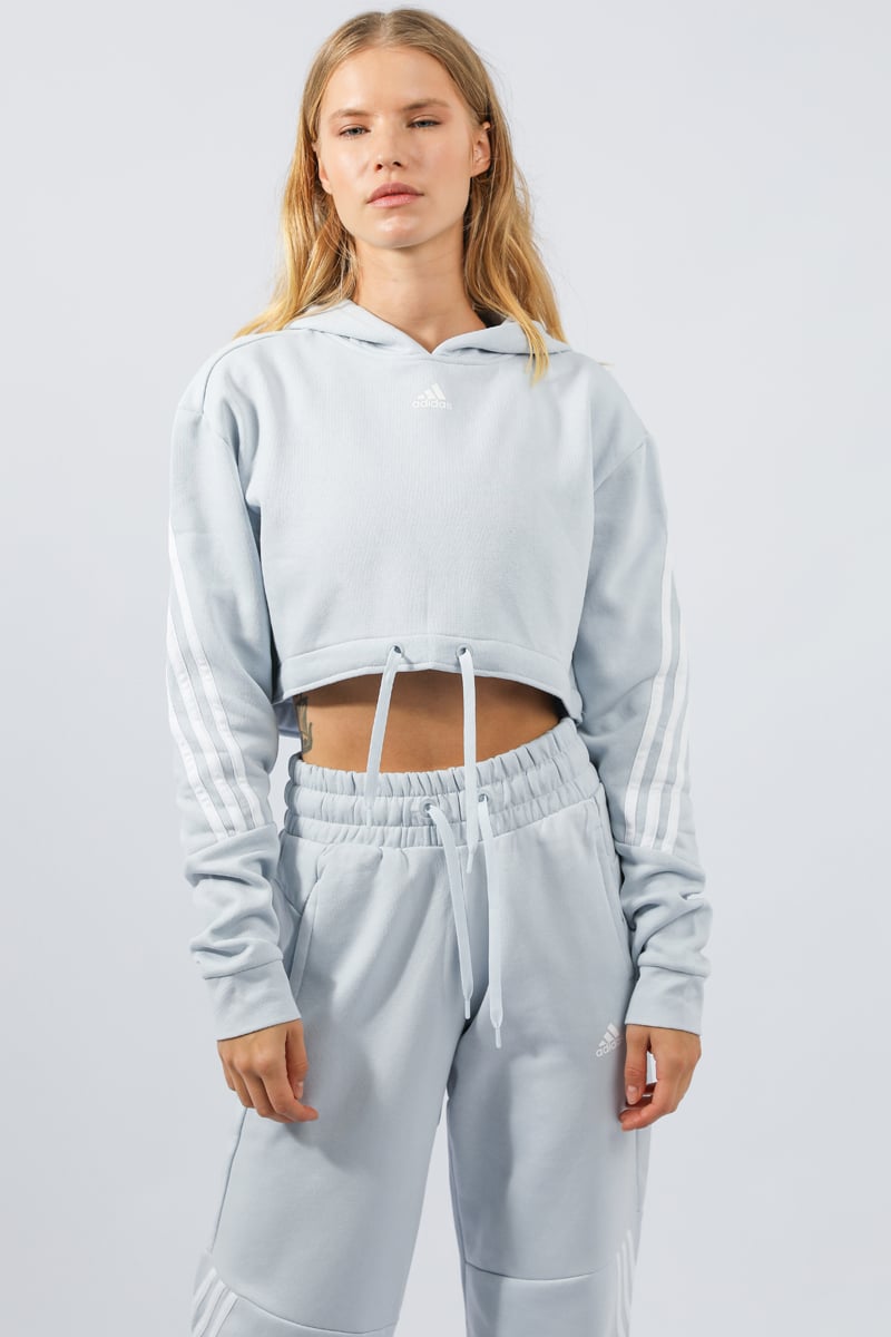 Adidas cropped white hoodie sale