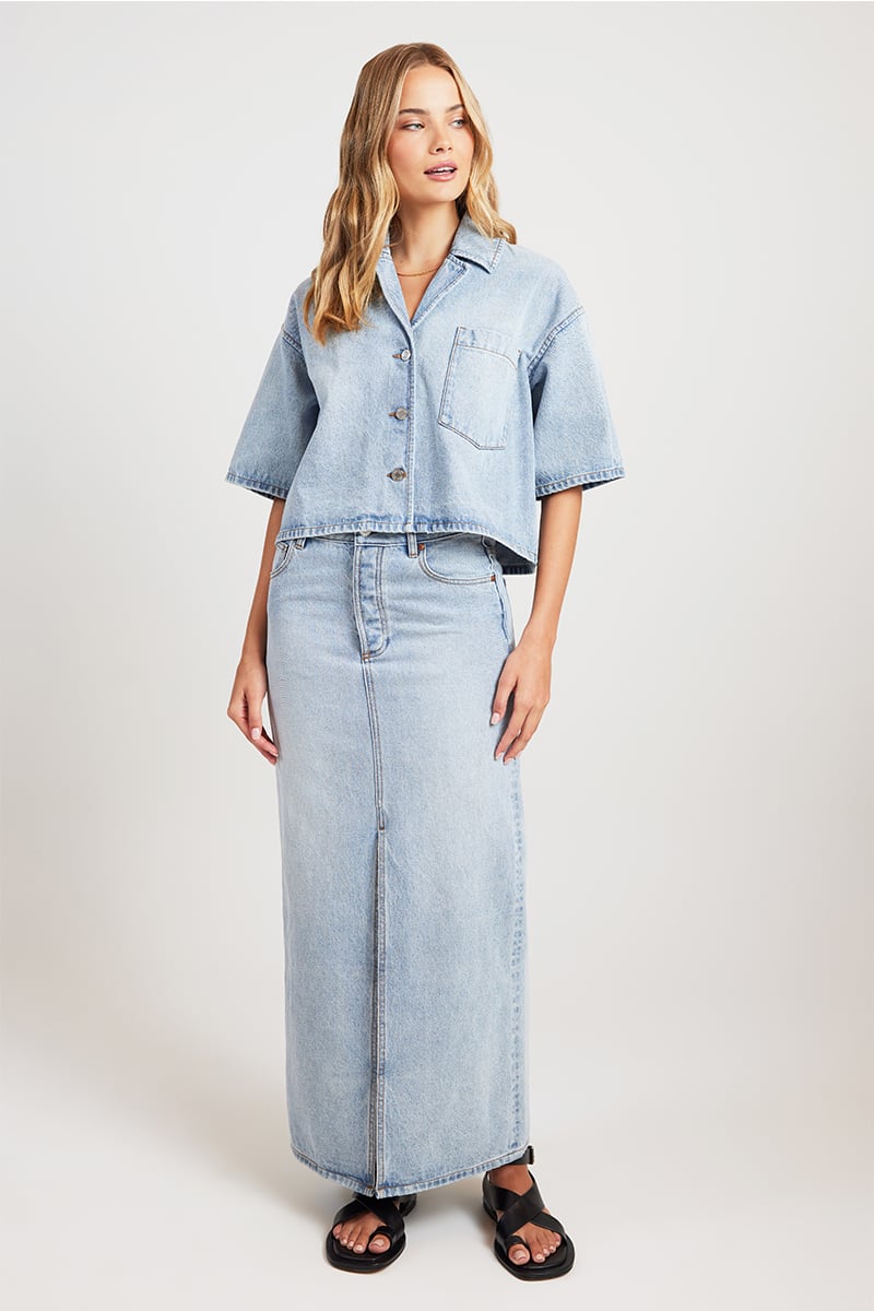 【関税込み】CAMILLA AND MARC ブルー Phoebe マキシスカート C&M Camilla and Marc Phoebe Mazi Skirt Washed Blue | Stylerunner