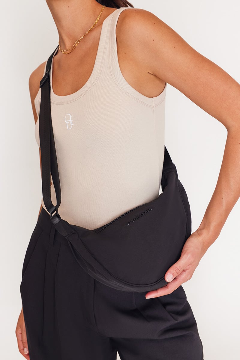 108 Sportif Capri Cutout Short Bodysuit Stone / Black