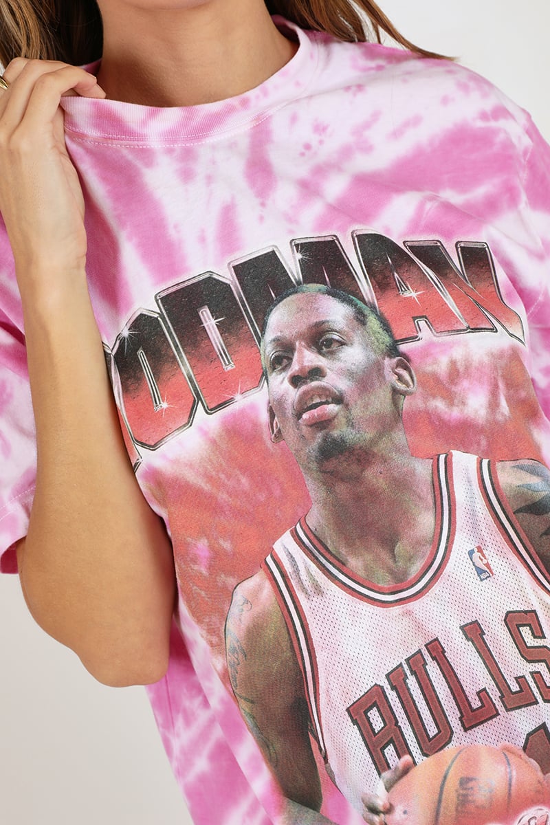 Mitchell & Ness Dennis Rodman Hall Of Fame Tye Dye Tee Rose | Stylerunner