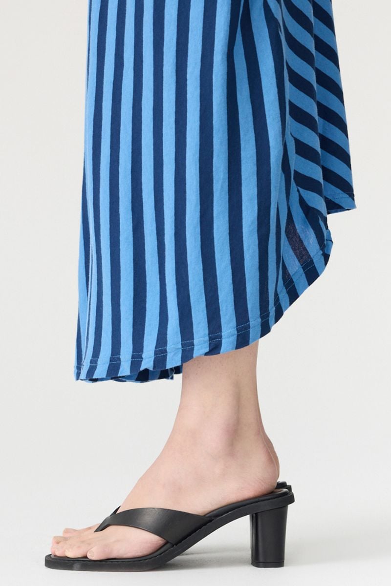 bassike one shoulder dress Bassike Stripe One Shoulder Dress Light Blue/Navy