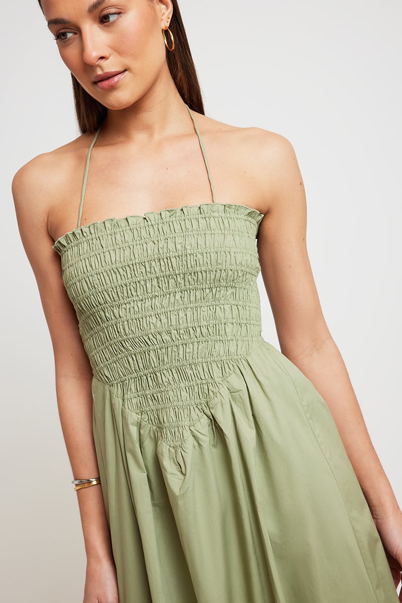 nude green dress Green Embellished Long Sleeve A-Line Gown