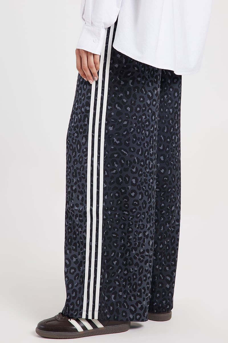 adidas Wide Leg Satin Pants Leopard Black | Stylerunner