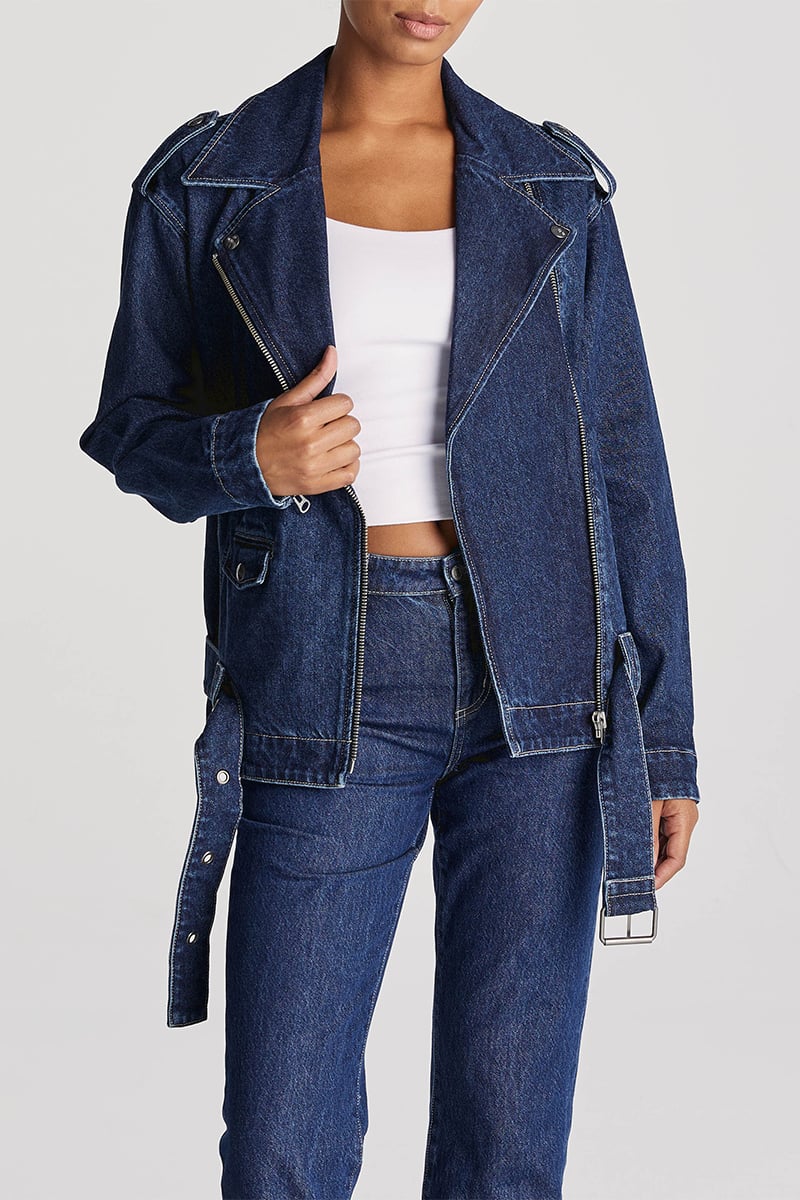 Lee Signature Oversized Biker Jacket Blue | Stylerunner
