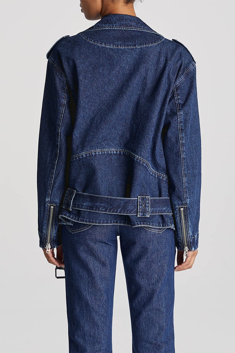Lee Signature Oversized Biker Jacket Blue | Stylerunner