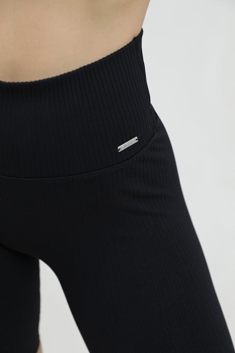 AIMN Ribbed Seamless Biker Short Black