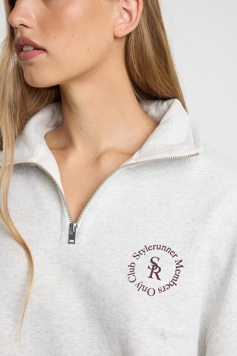 Stylerunner Logo Quarter Zip Jumper Light Grey Marle | Stylerunner