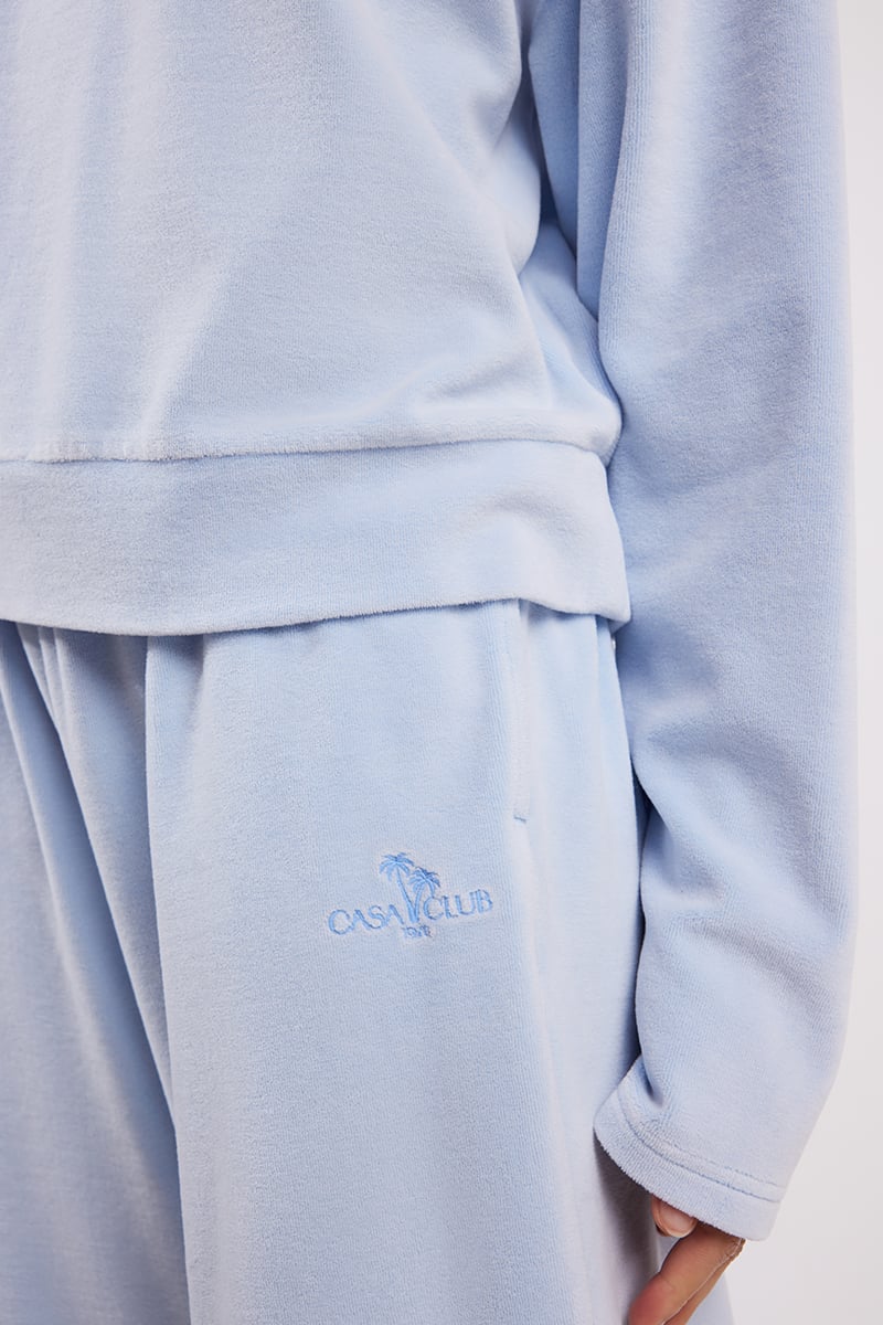 ☆NERDY☆ Velour Piping Track Top Sky Blue Stylerunner Posh Velour Trackpant Sky Blue | Stylerunner