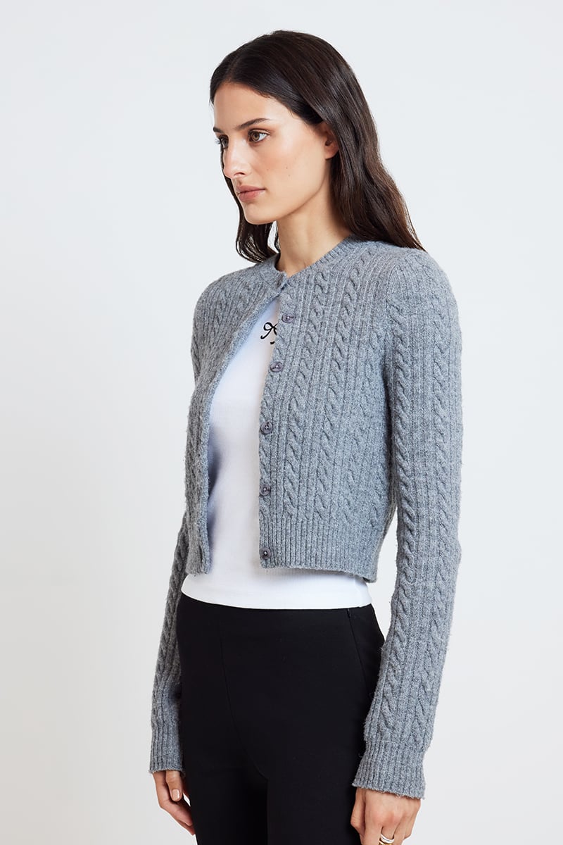 ODE Knit Button Down Cardigan Mid Grey Mark Stylerunner