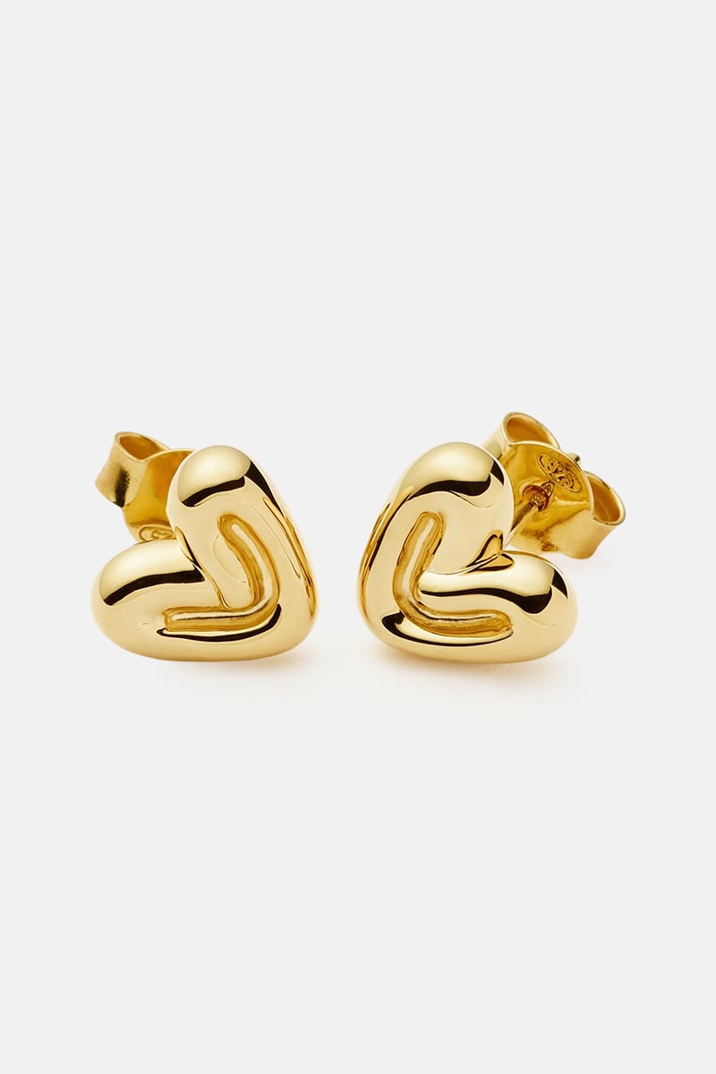 Missoma Puffy Heart Mini Stud Earrings Gold | Stylerunner