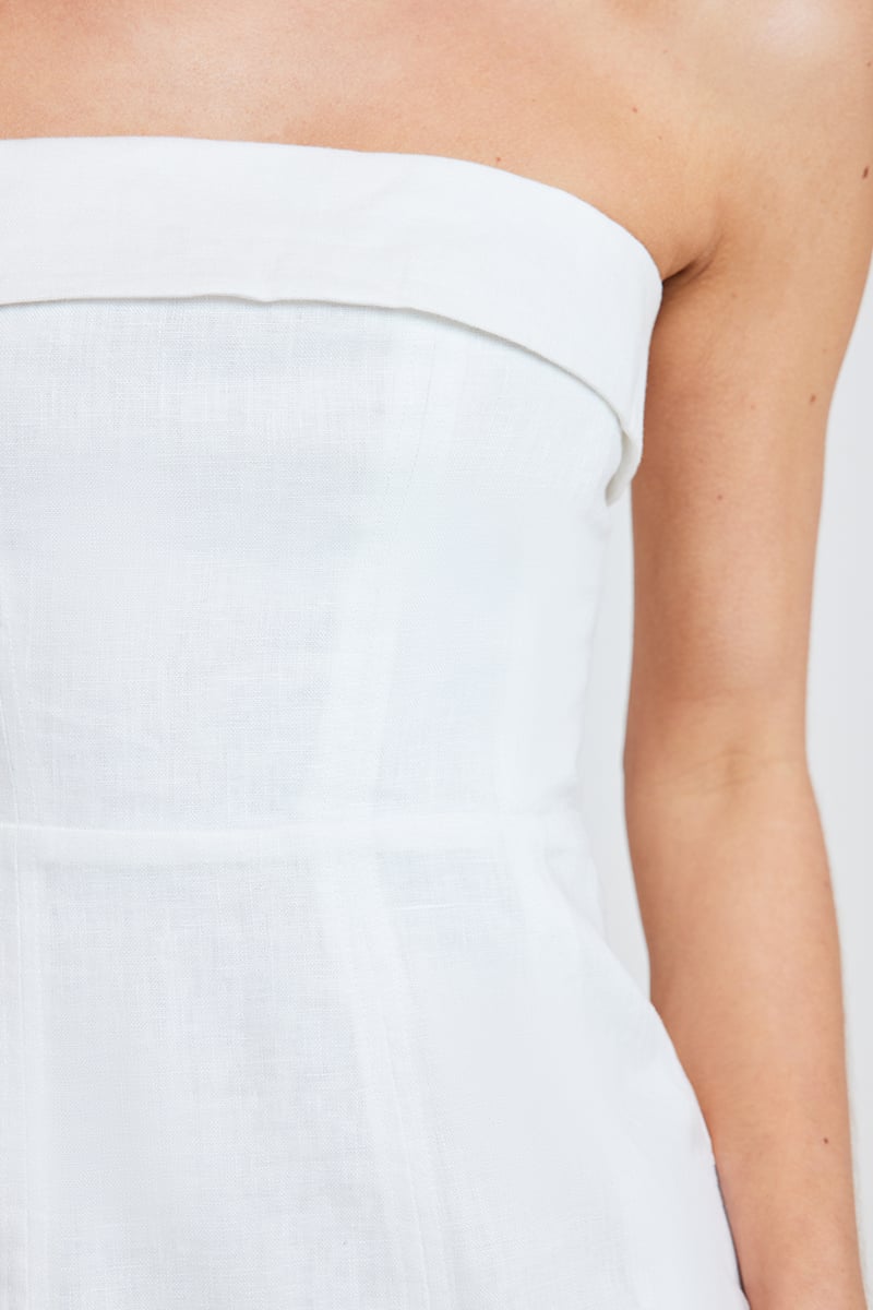 chinese dress ladies Lyra Linen Mini Dress | White