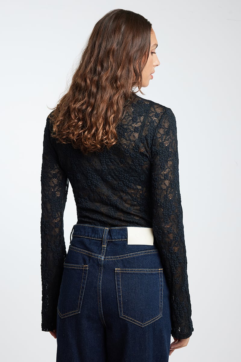 ODE Harlowe Lace Roll Neck Onyx | Stylerunner