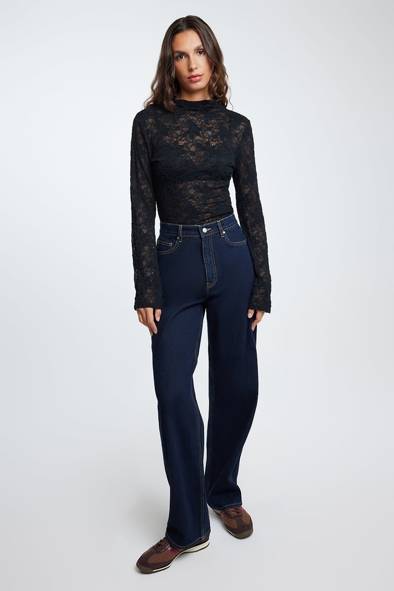 ODE Harlowe Lace Roll Neck Onyx | Stylerunner