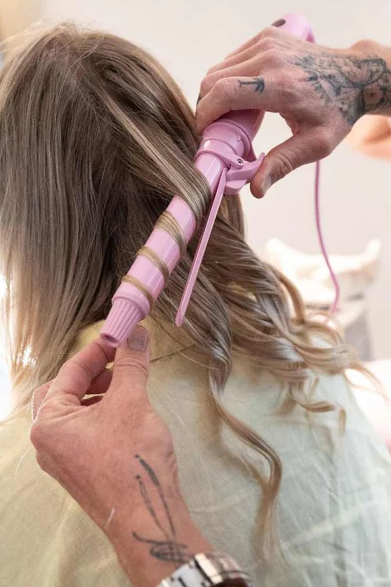 Mermade Hair Styling Hair Curler That Spins Mermade Spin Pink