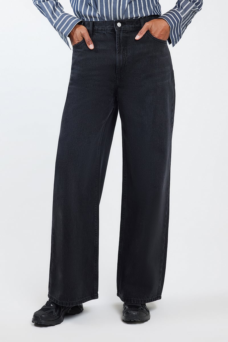 【Anyone more】Robe black denim washing wide pants No Waist Jeans in Black Wash – PSYCH Online Store
