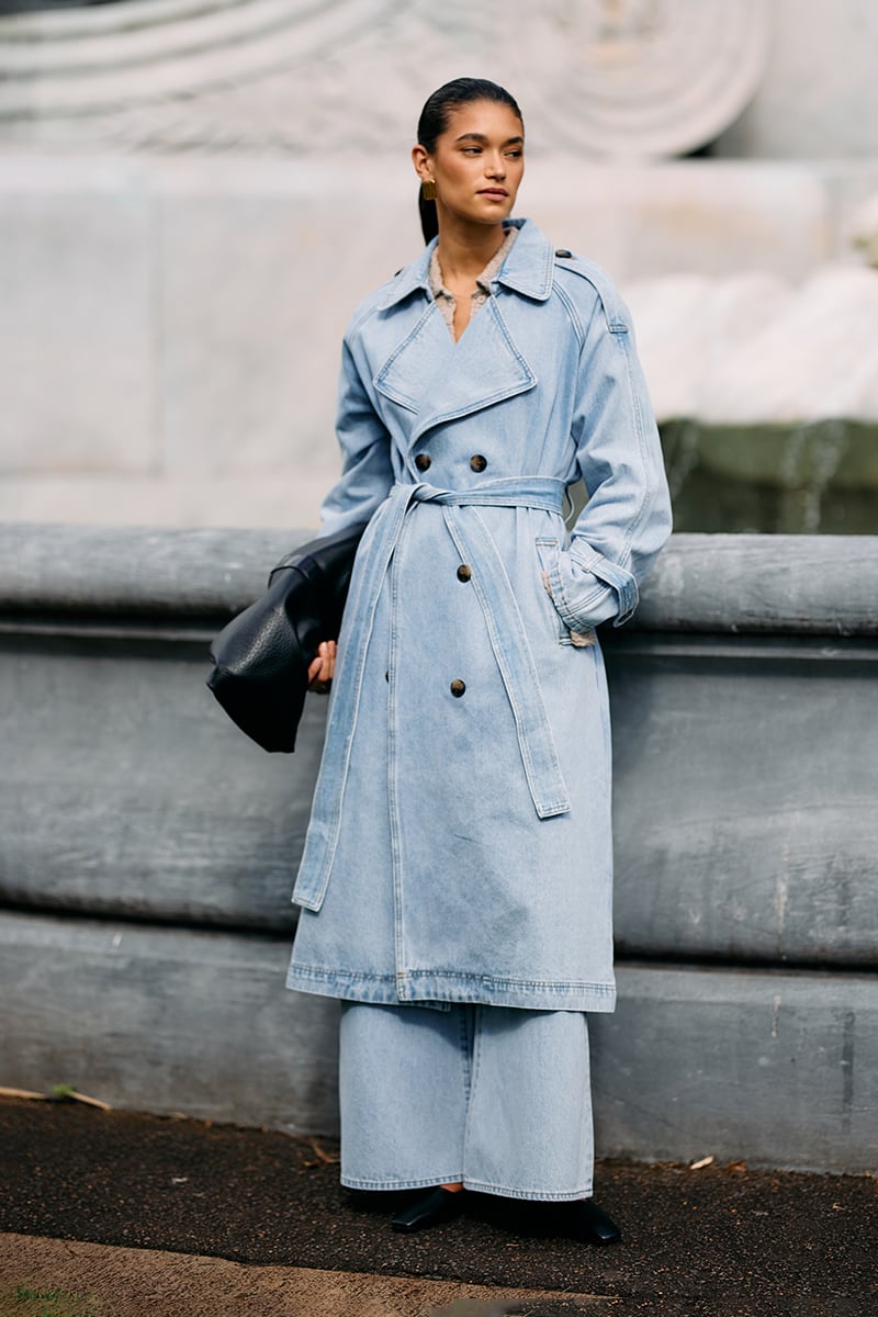 ODE Billie Denim Trench Coat Light Wash Denim Stylerunner