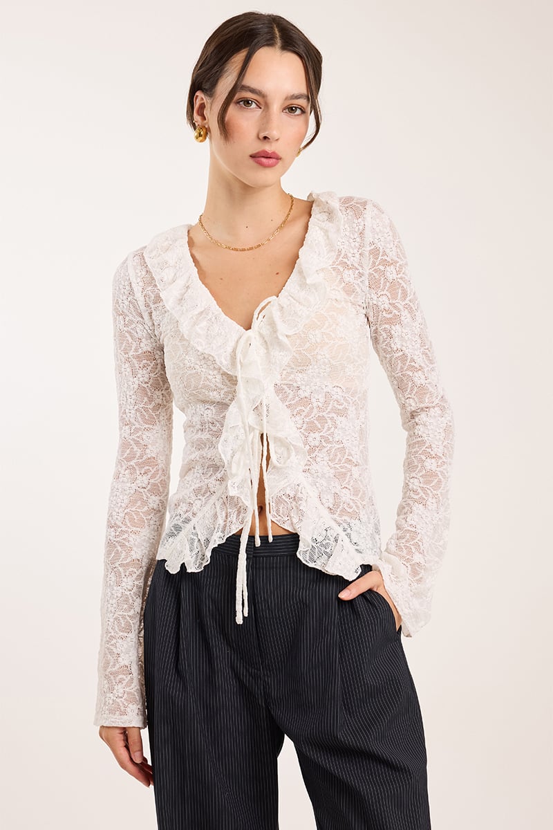 ODE Harlowe Lace Blouse Soft White | Stylerunner