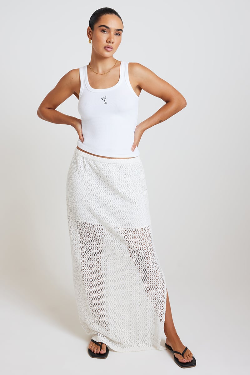 ODE Frey Lace Skirt Bright White | Stylerunner