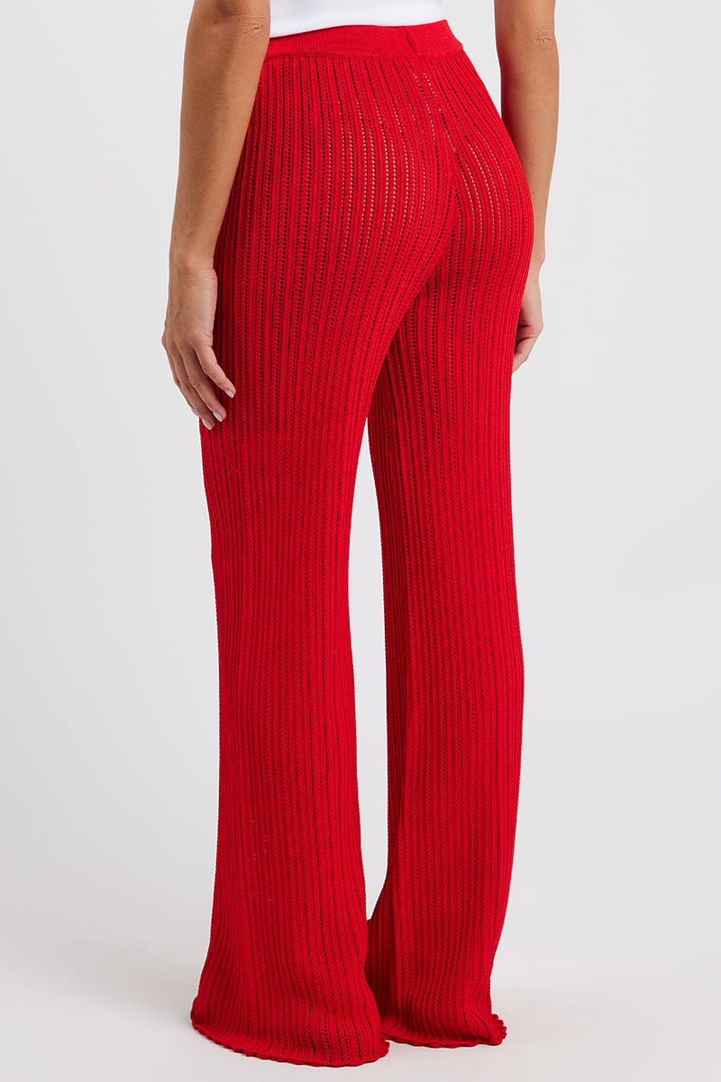 Liido Lana Crochet Pants Cherry Red | Stylerunner