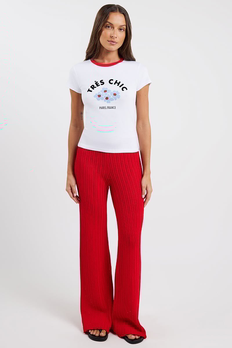 Liido Lana Crochet Pants Cherry Red | Stylerunner