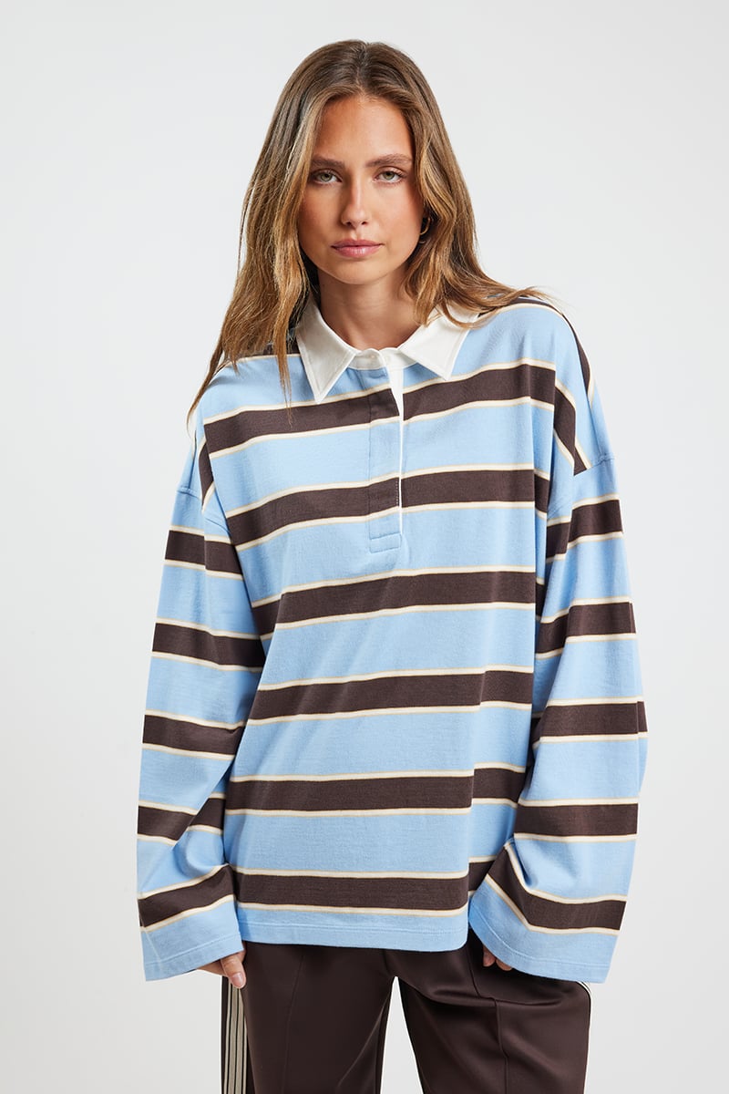 Blue & Walnut Bold Stripe