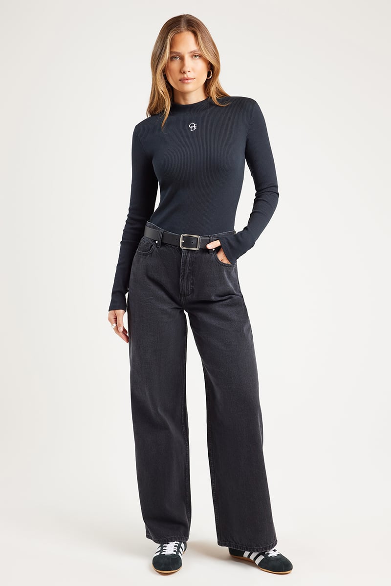 ODE Shelley Mock Neck Top Onyx | Stylerunner