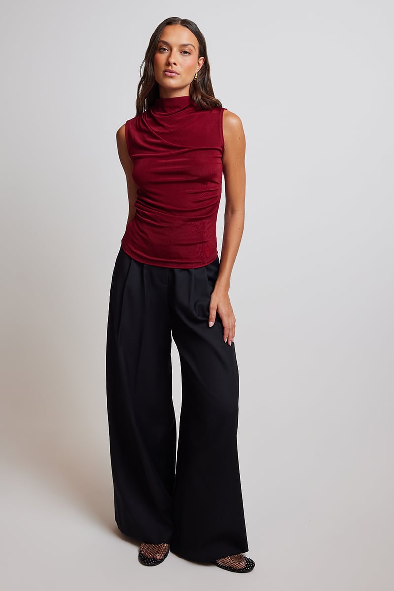 ODE Ale Ruched Tank Sangria | Stylerunner