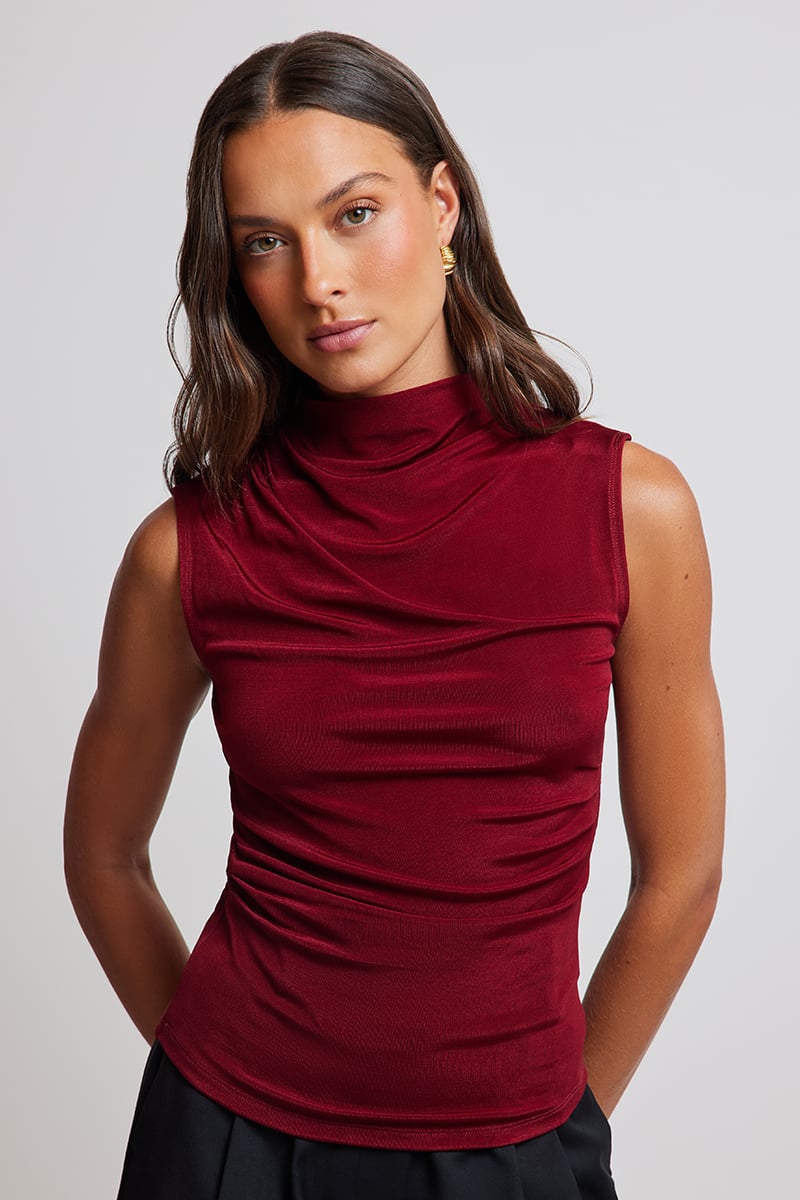 ODE Ale Ruched Tank Sangria | Stylerunner