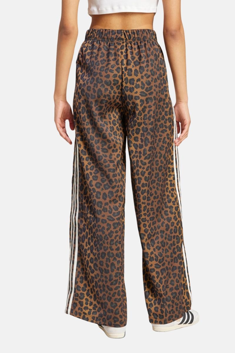 adidas Wide Leg Satin Pants Leopard Brown | Stylerunner