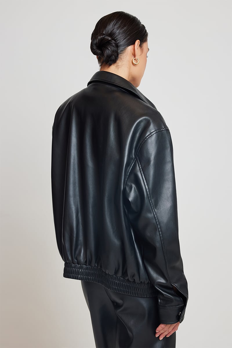 ODE Peyton Vegan Leather Bomber Onyx | Stylerunner