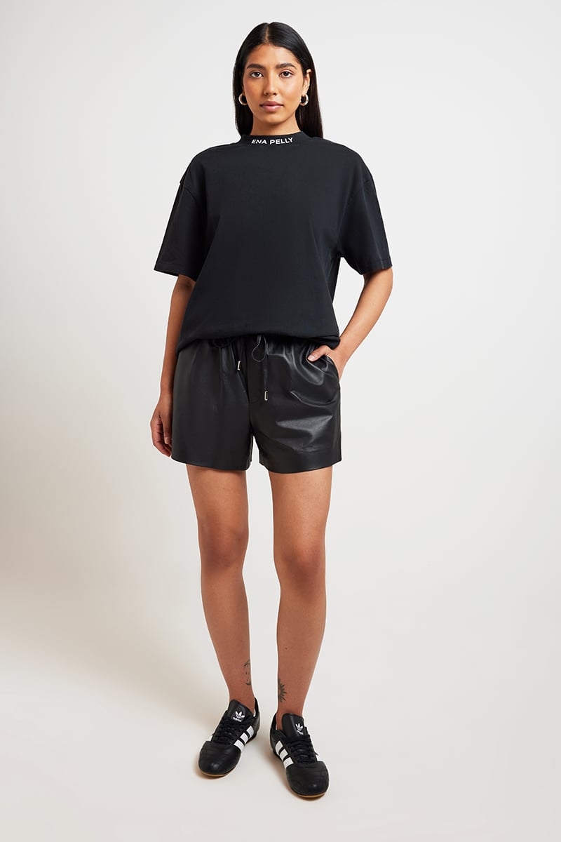 Ena Pelly Melissa Leather Short Black Stylerunner