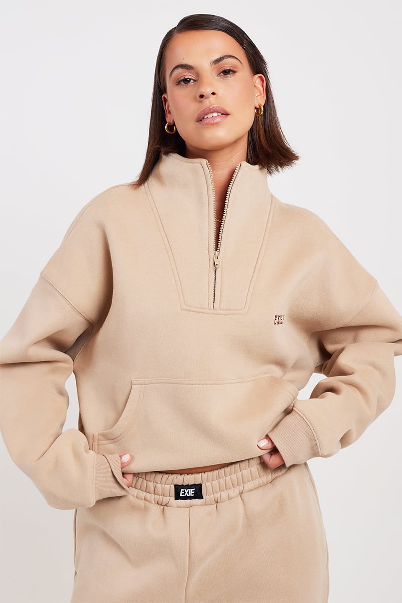 Exie Half Zip Pullover Latte | Stylerunner